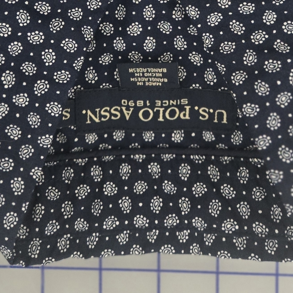 U.S. Polo Assn. Men's Navy and White Patterned Shirt - Picture 3 of 4